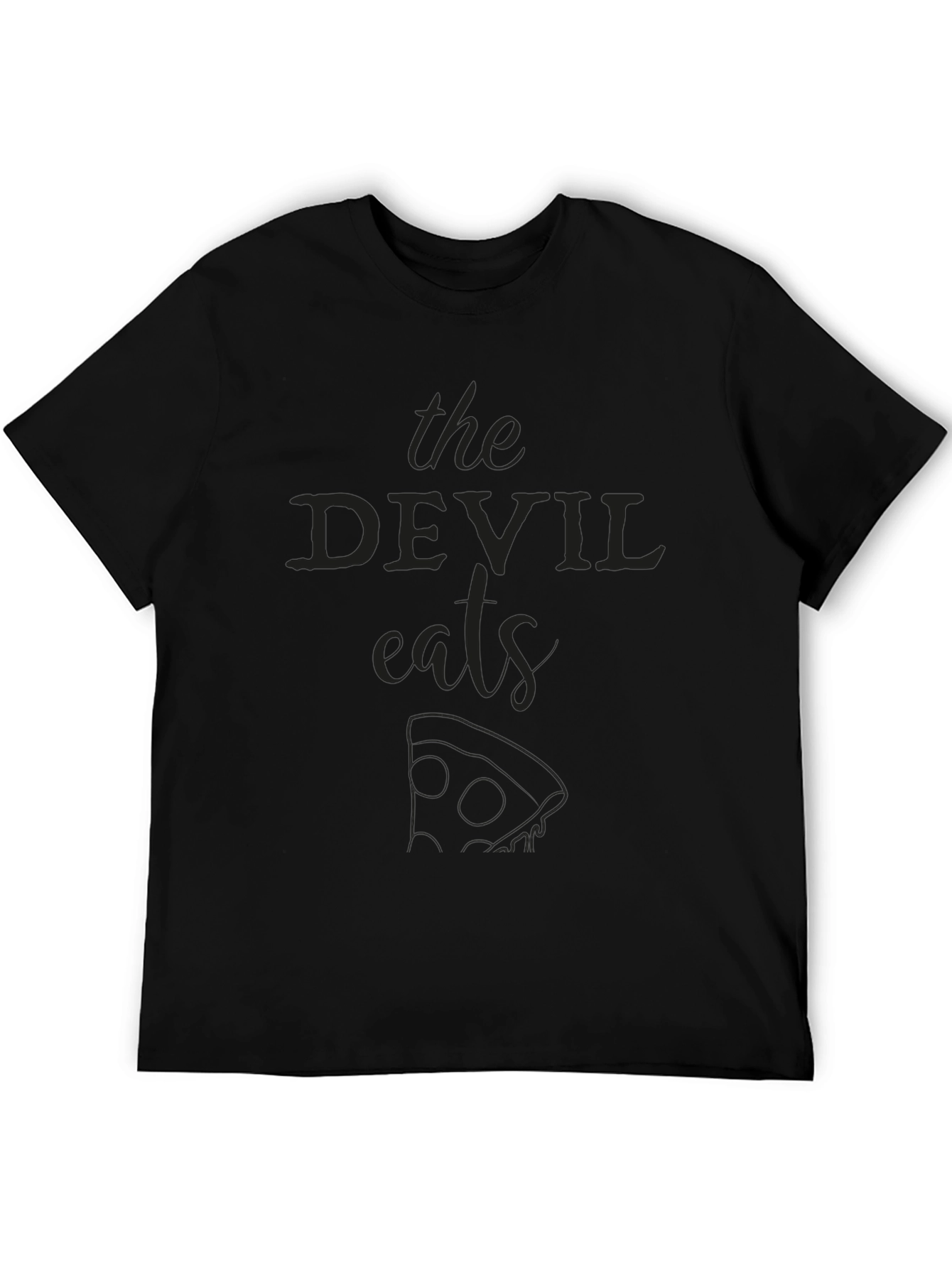 The Devil Eats Pizza Black Graphic Tee