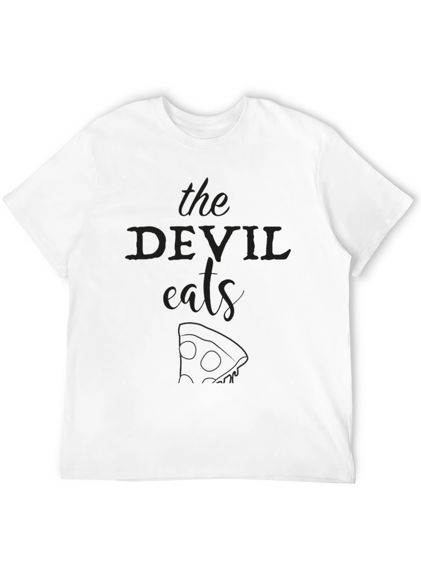 The Devil Eats Pizza Black Graphic Tee