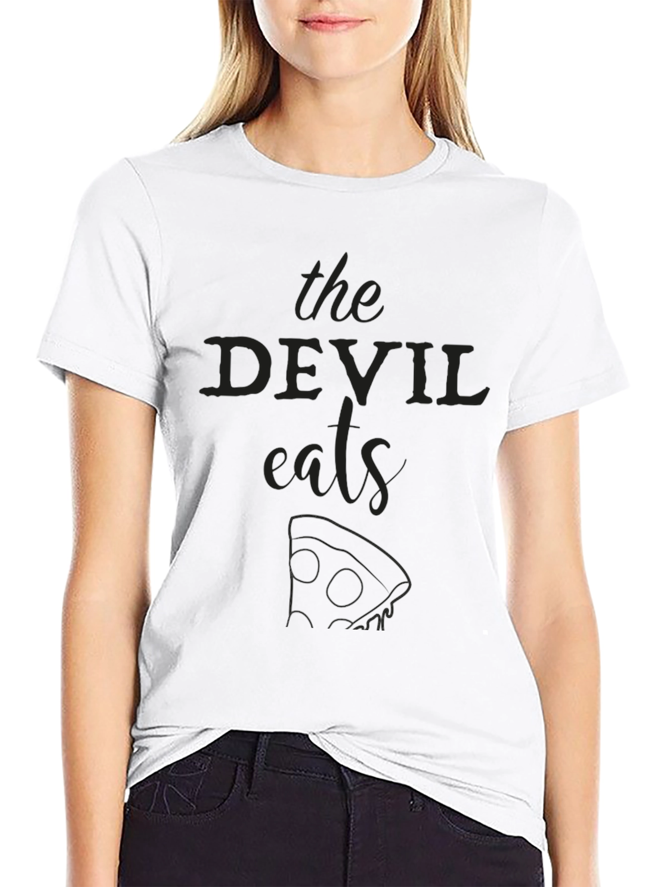 The Devil Eats Pizza Black Graphic Tee