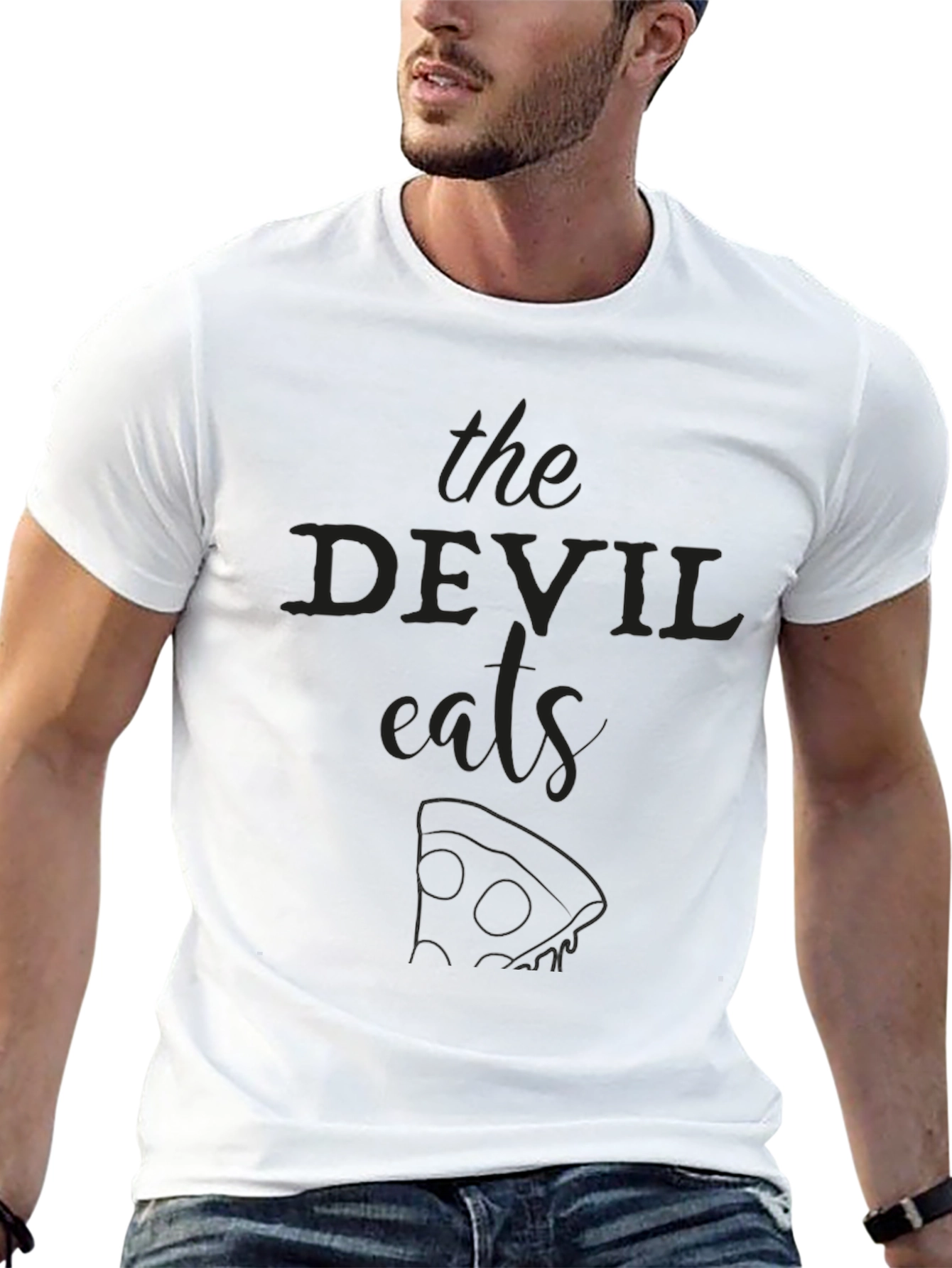 The Devil Eats Pizza Black Graphic Tee