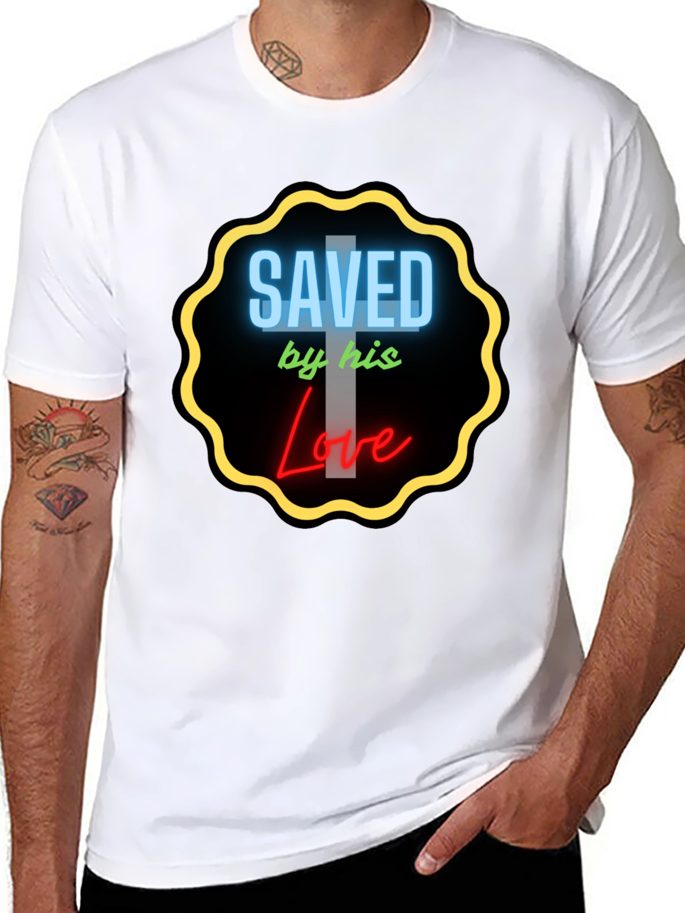 Saved by His Love Graphic Tee - Christian T-Shirt