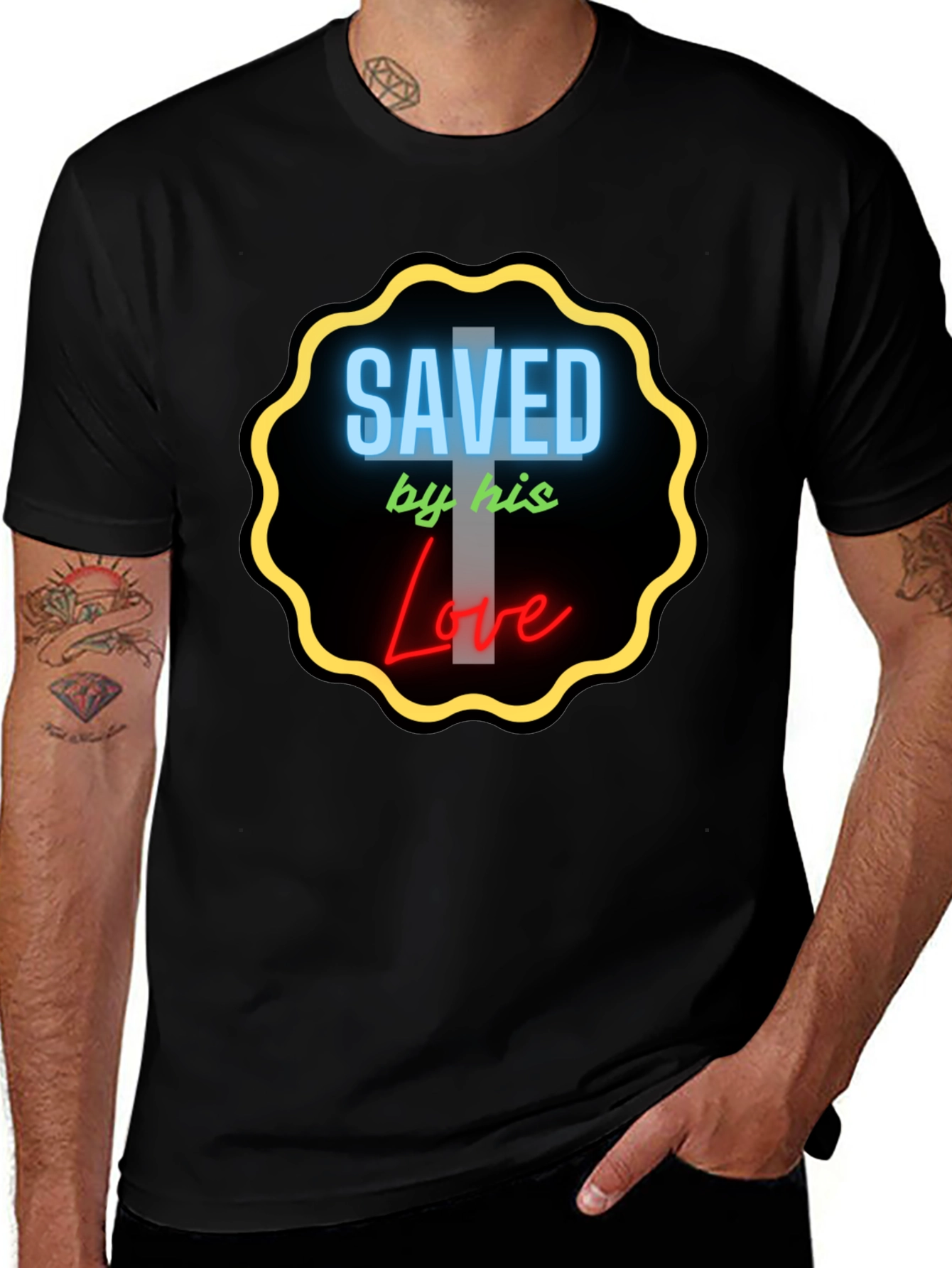 Saved by His Love Graphic Tee - Christian T-Shirt