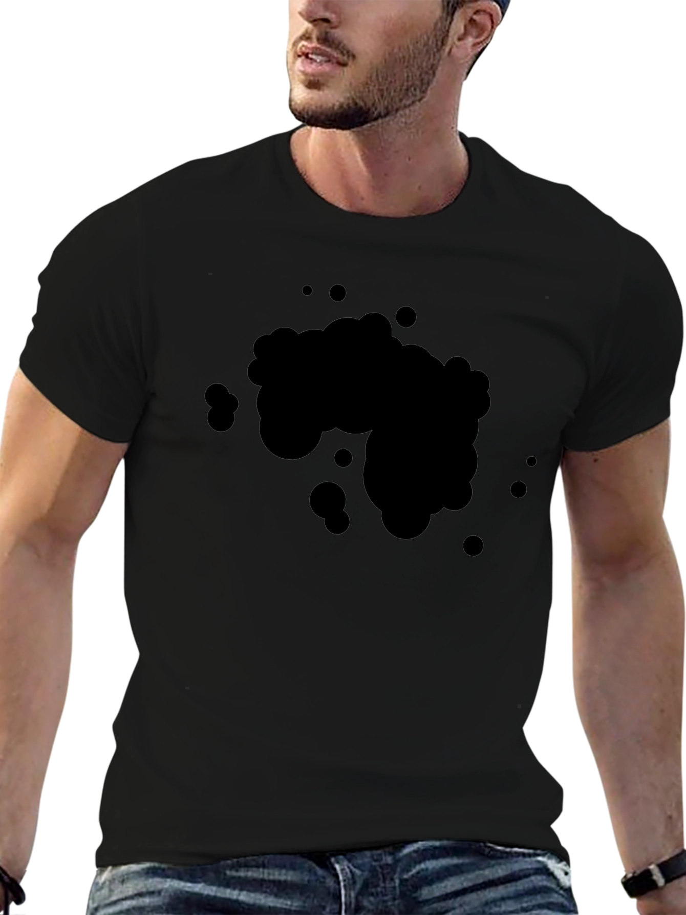 Mens Solid Black Crew Neck Short Sleeve T-Shirt