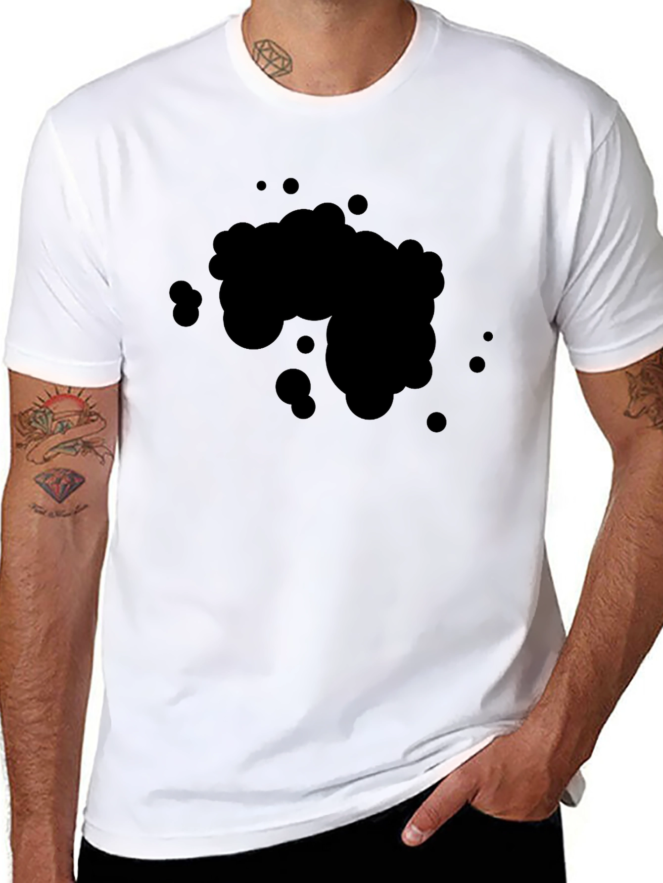 Mens Solid Black Crew Neck Short Sleeve T-Shirt
