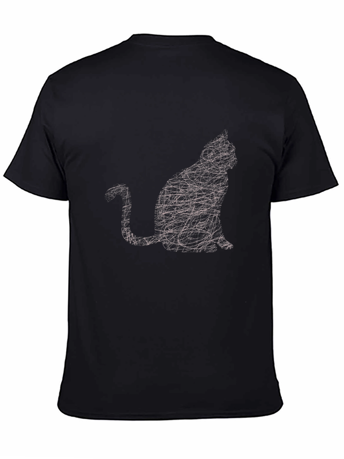 Abstract Cat Graphic T-Shirt - Stylish Black Tee