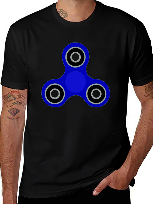 Blue Fidget Spinner Graphic Tee - Casual Cool Style