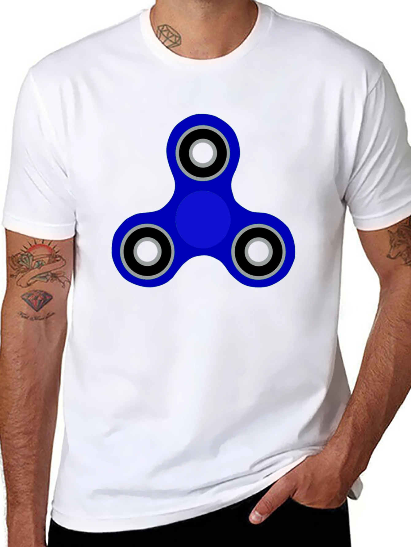 Blue Fidget Spinner Graphic Tee - Casual Cool Style