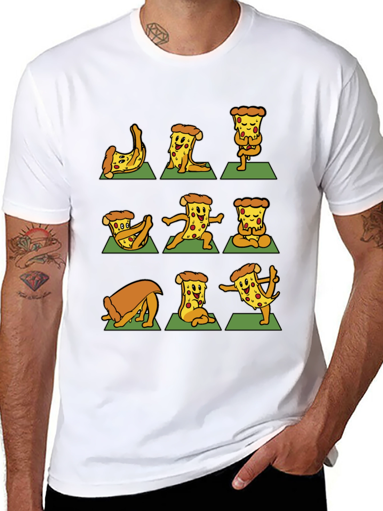 Pizza Yoga T-Shirt - Black Graphic Tee