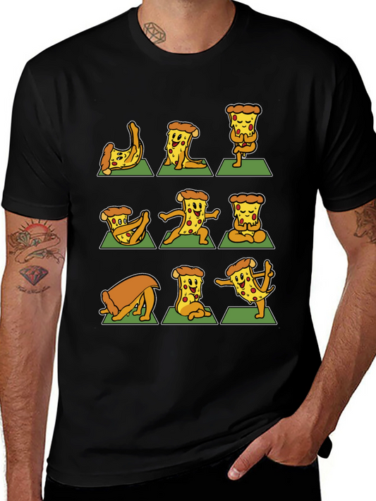 Pizza Yoga T-Shirt - Black Graphic Tee