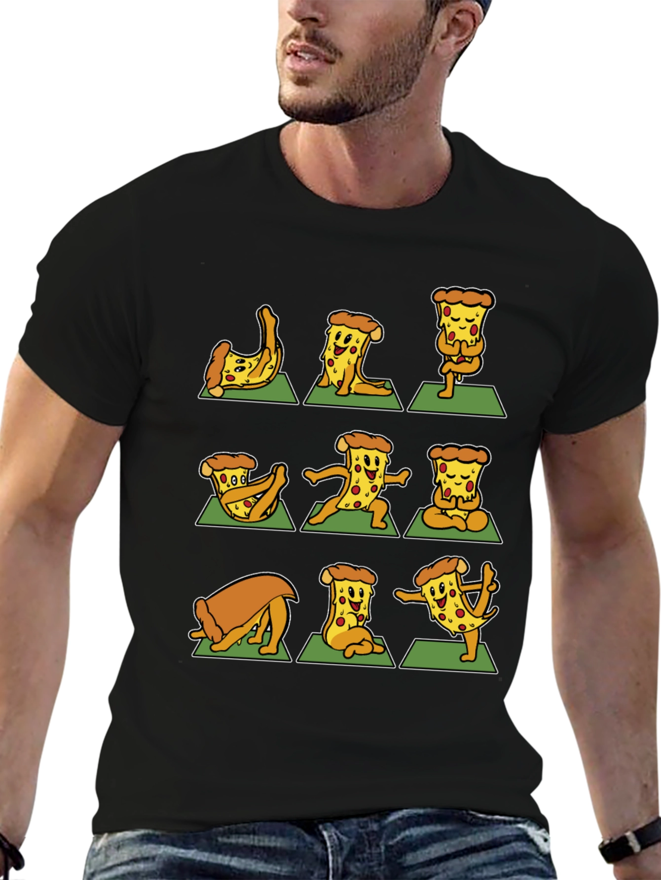 Pizza Yoga T-Shirt - Black Graphic Tee