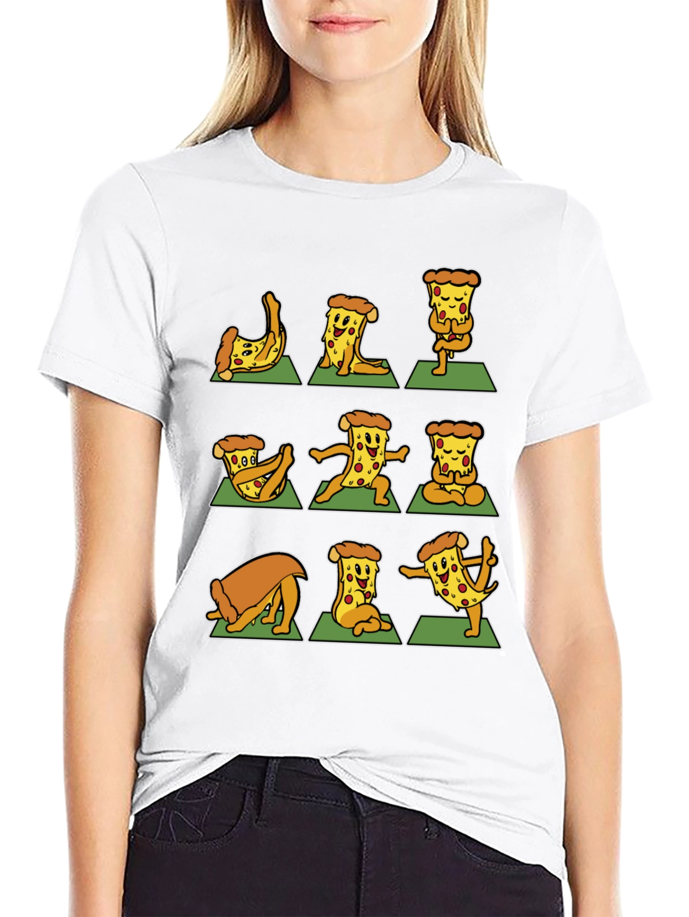 Pizza Yoga T-Shirt - Black Graphic Tee