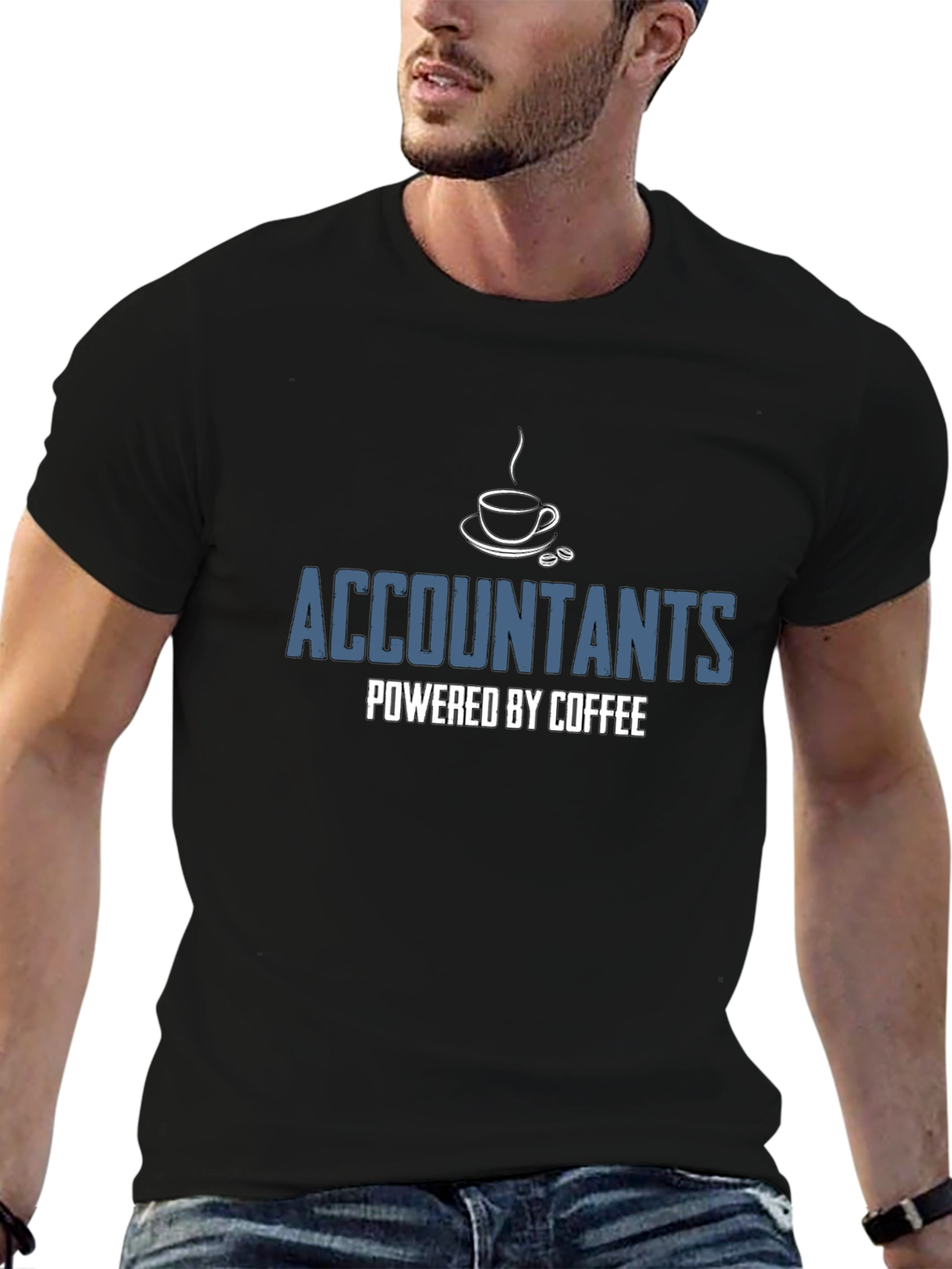 Accountants Powered by Coffee Black T-Shirt