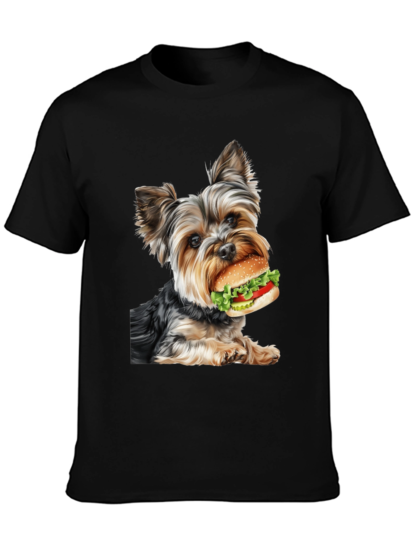 Yorkie Dog Burger Graphic Tee