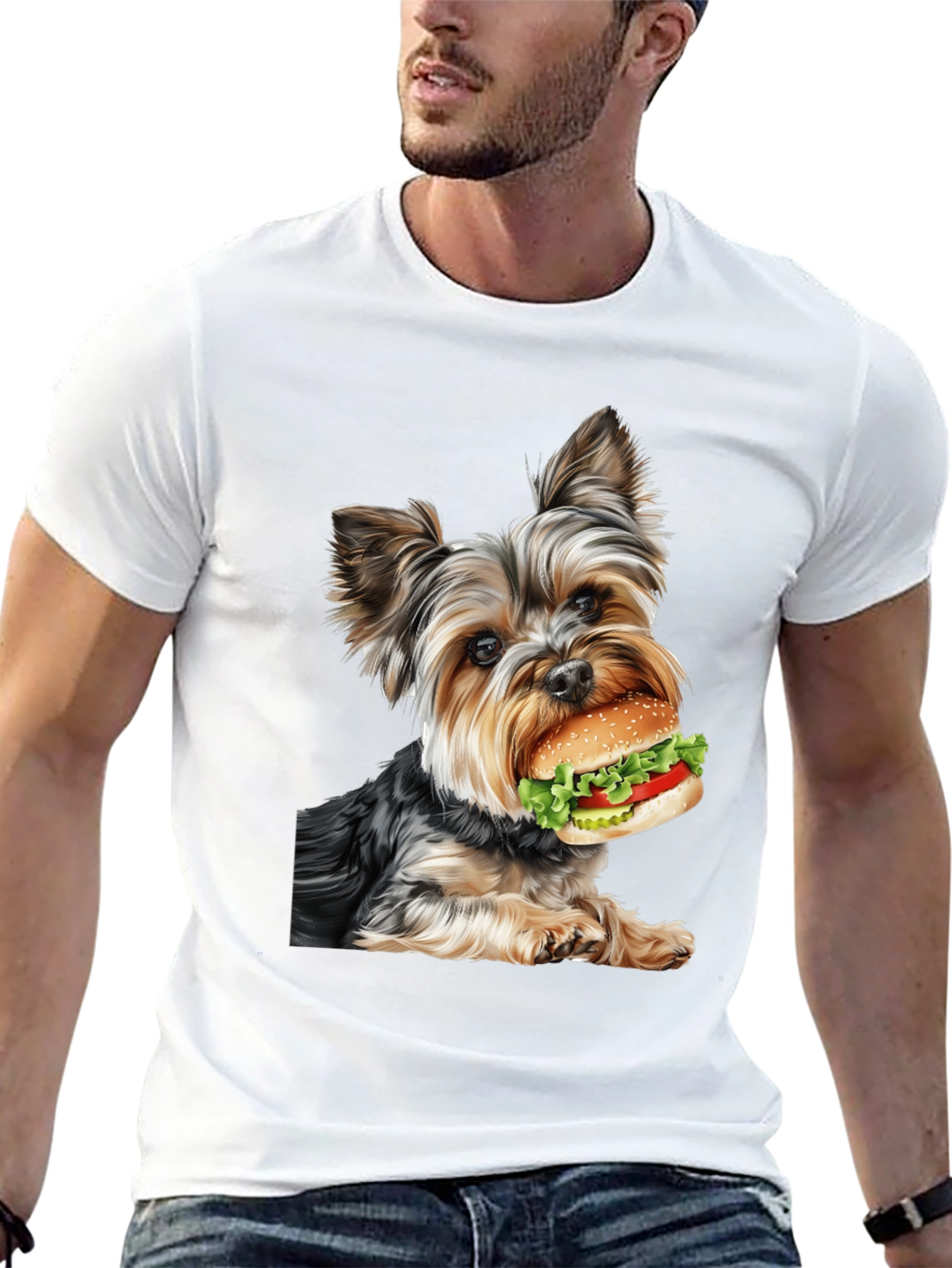 Yorkie Dog Burger Graphic Tee