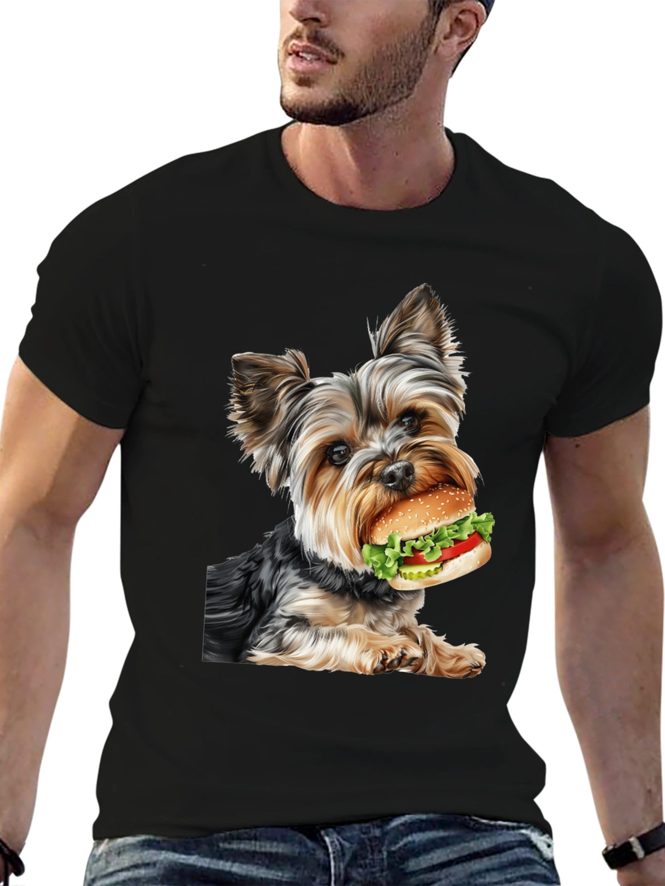 Yorkie Dog Burger Graphic Tee