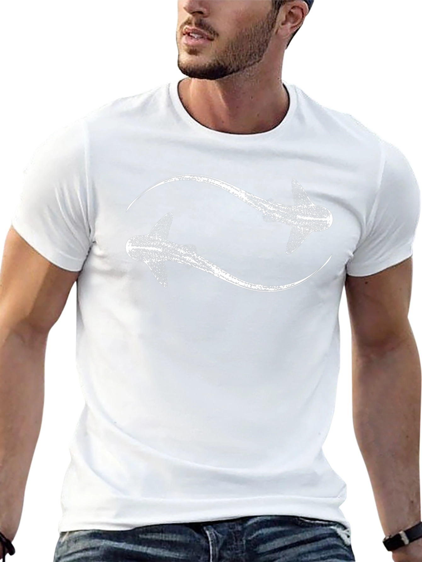 Whale Shark Yin Yang T-Shirt - Black Cotton Tee