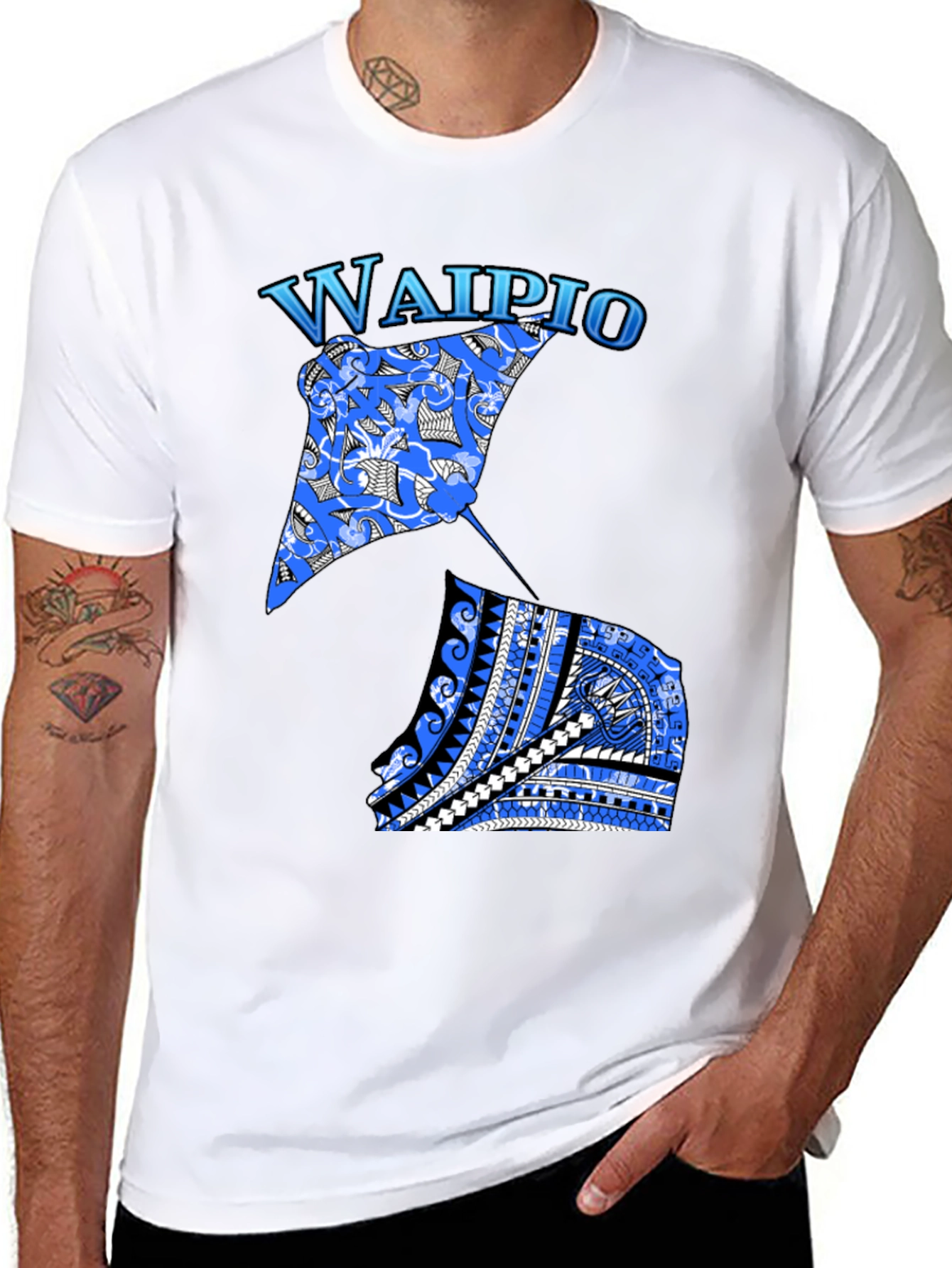 Waipio Stingray Graphic Black T-Shirt