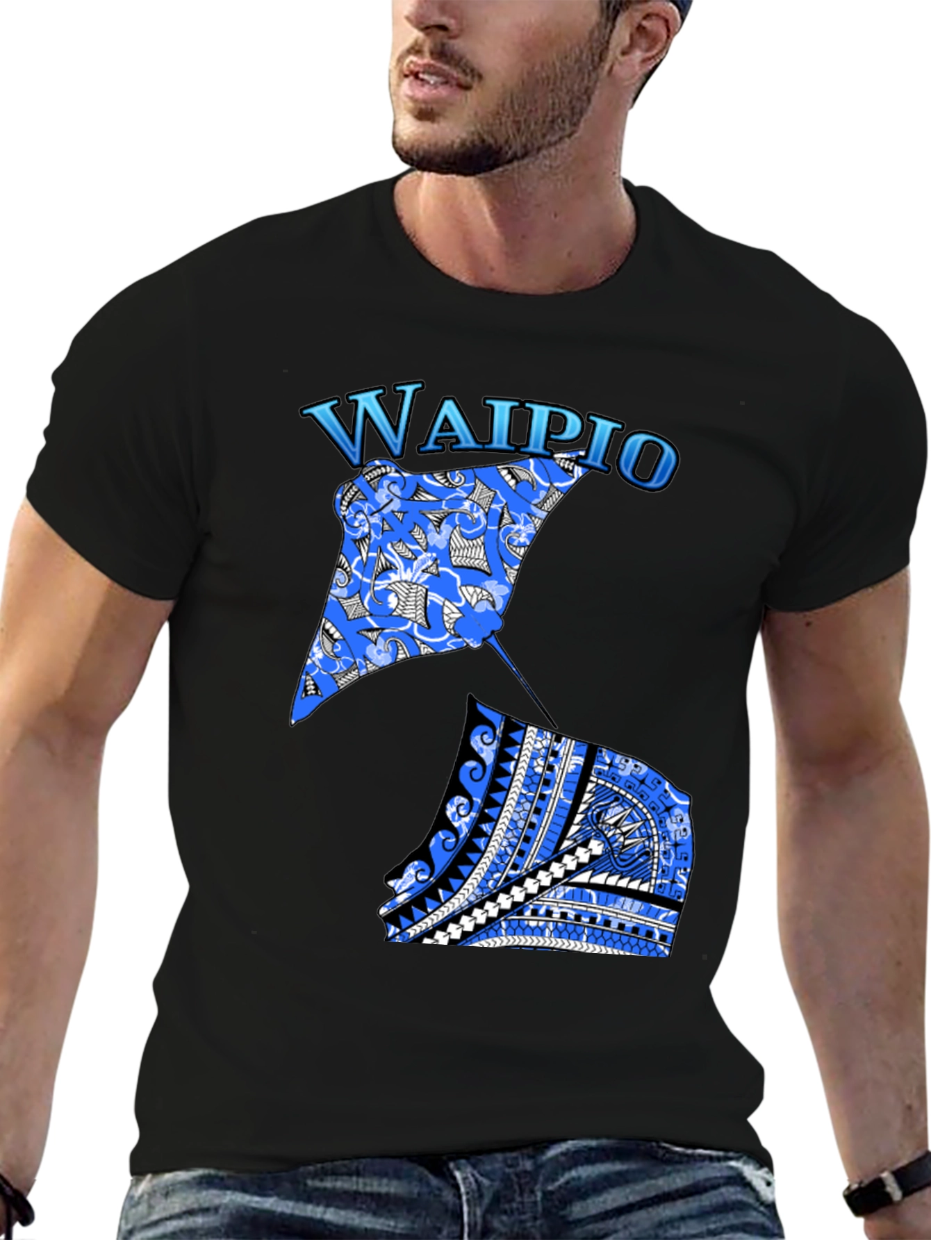 Waipio Stingray Graphic Black T-Shirt