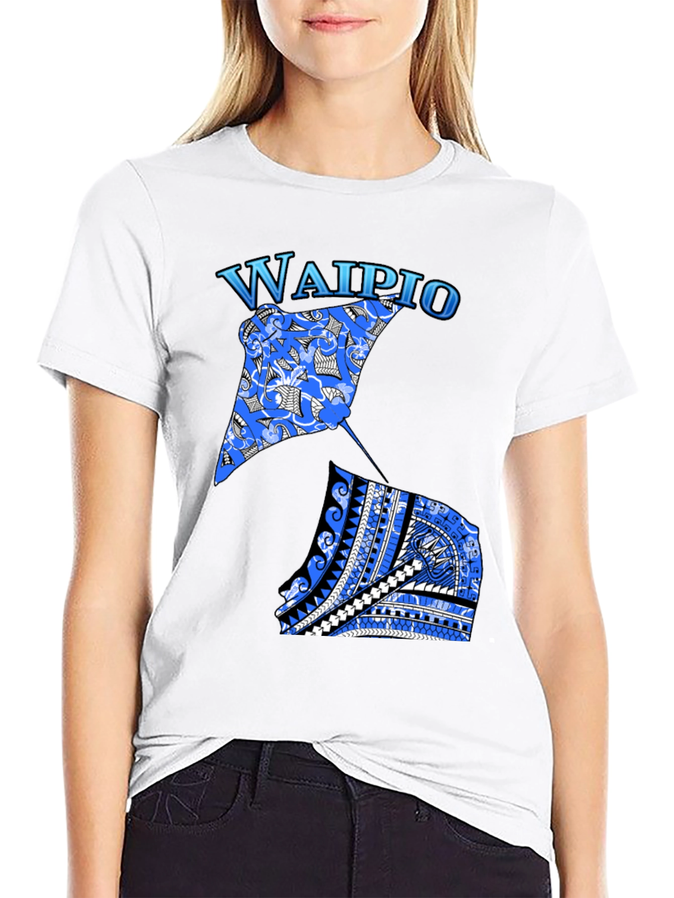 Waipio Stingray Graphic Black T-Shirt