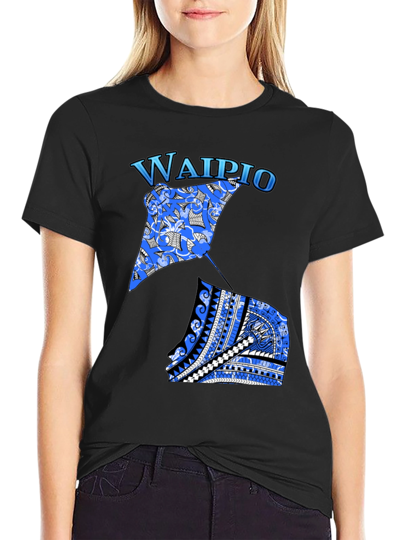 Waipio Stingray Graphic Black T-Shirt