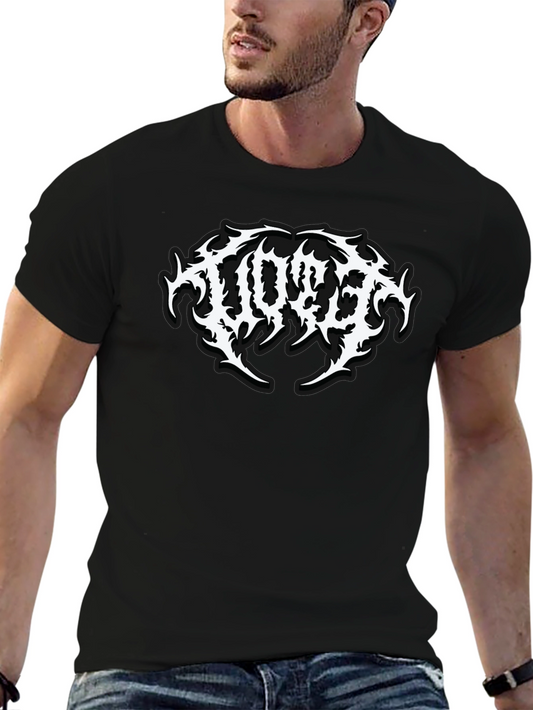Black Graphic Tee with Metal Band Logo