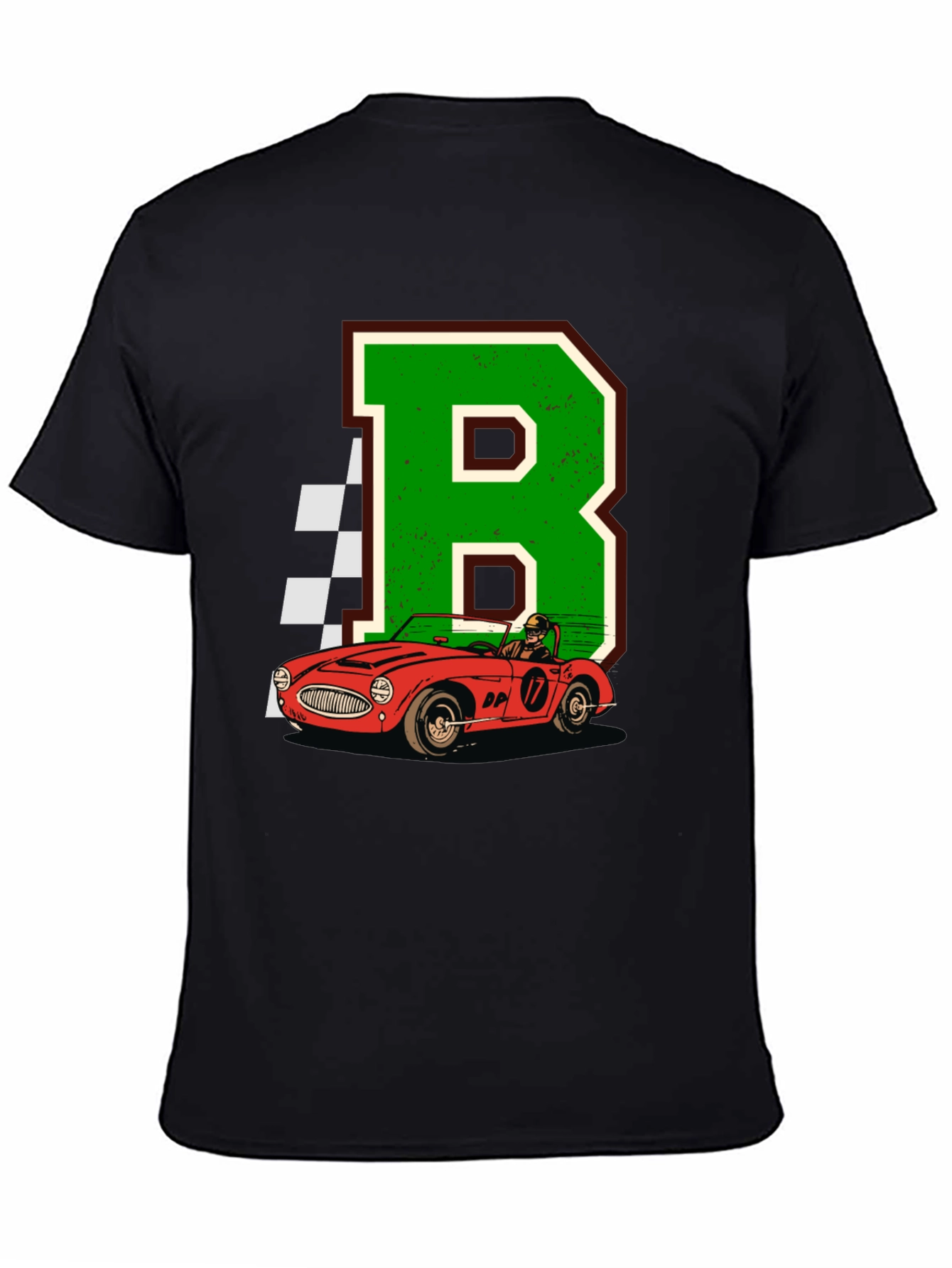 Retro Racing Car Tee - Letter B Design
