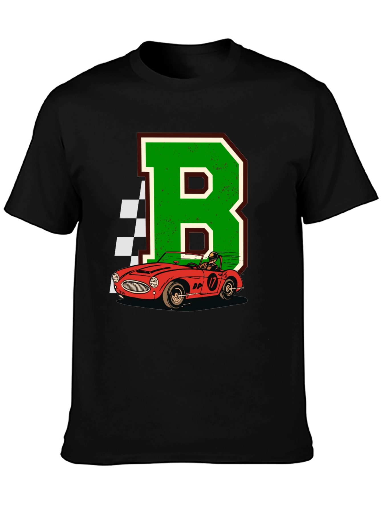 Retro Racing Car Tee - Letter B Design