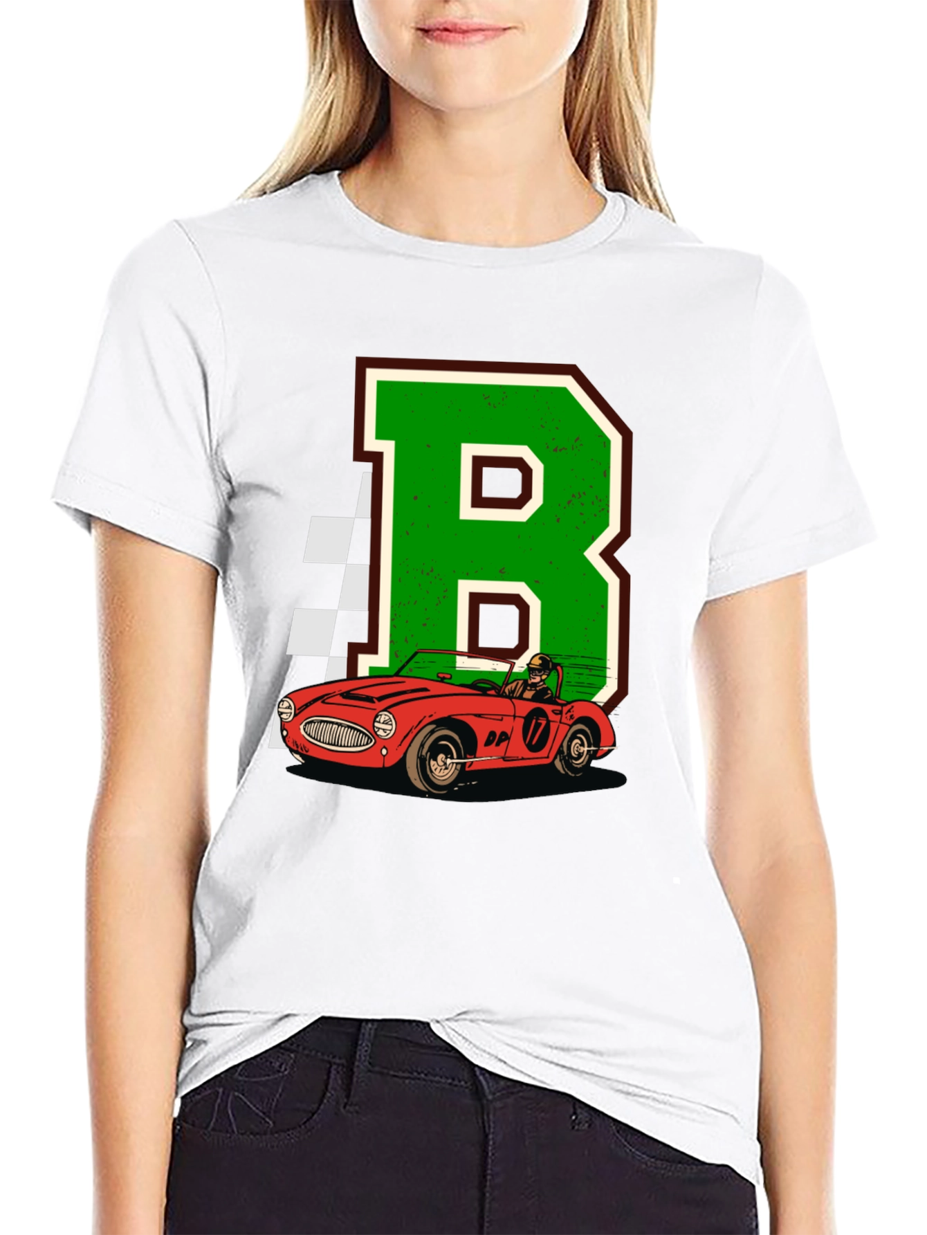Retro Racing Car Tee - Letter B Design