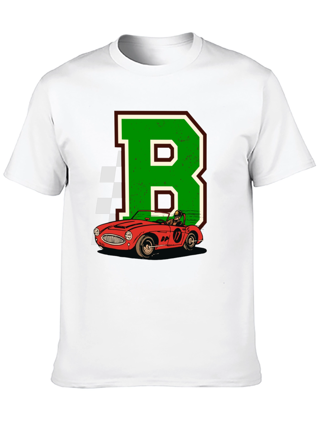 Retro Racing Car Tee - Letter B Design