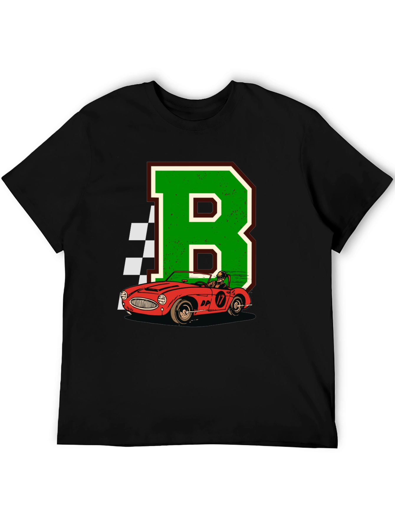 Retro Racing Car Tee - Letter B Design