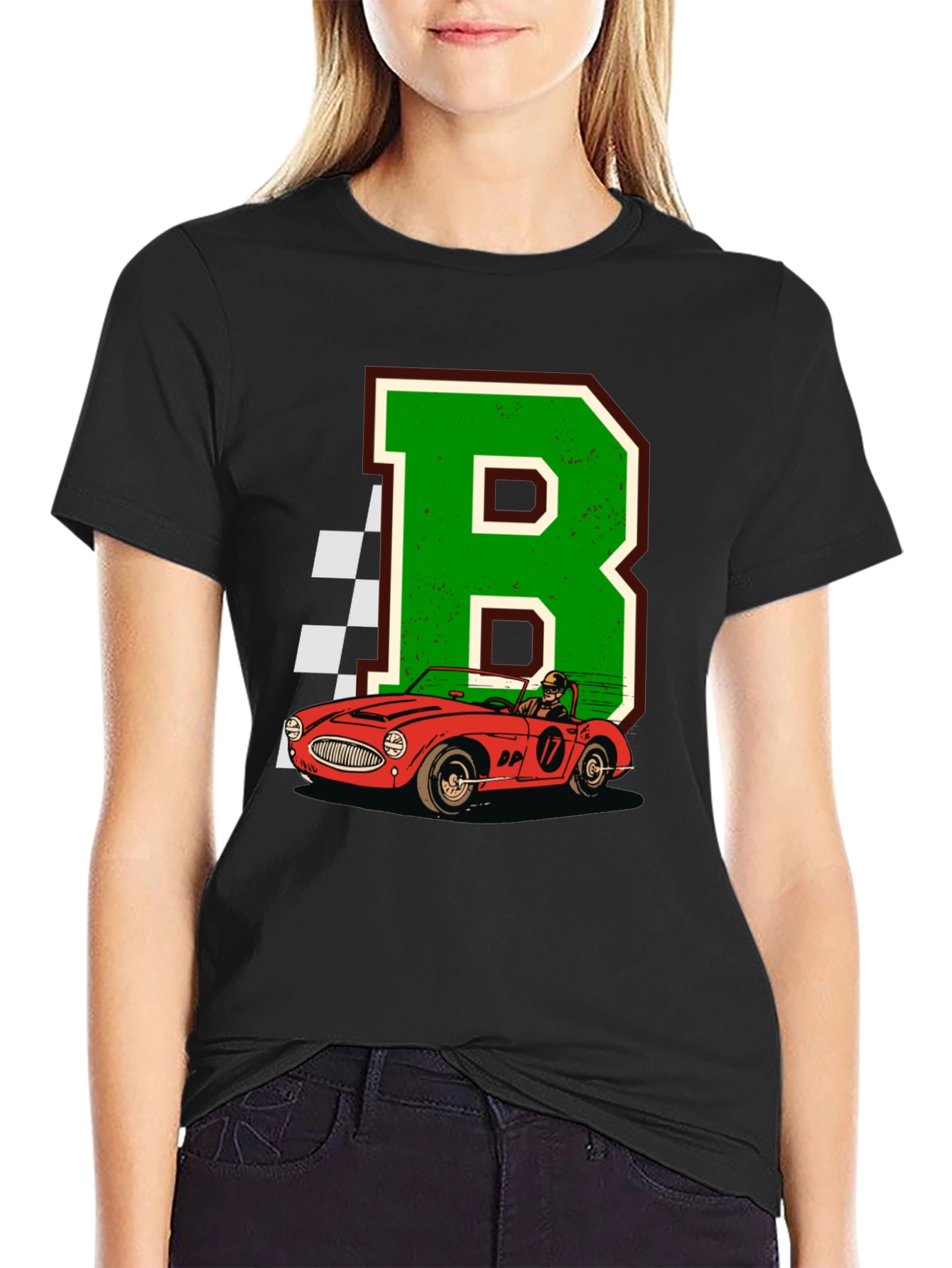 Retro Racing Car Tee - Letter B Design