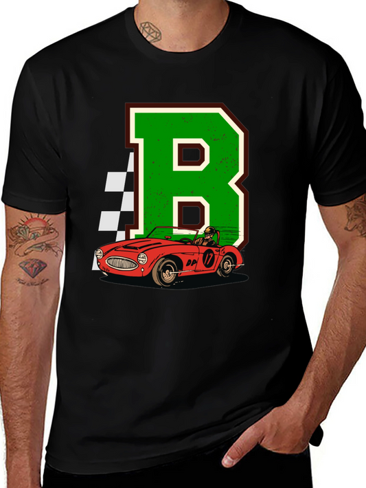 Retro Racing Car Tee - Letter B Design
