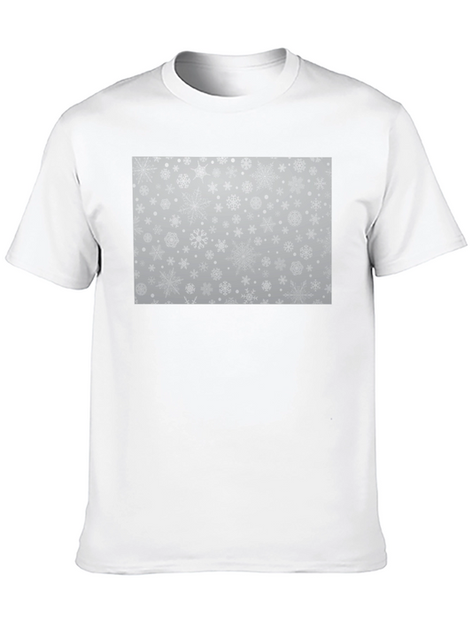 Snowflake Pattern Black Tee - Winter Style