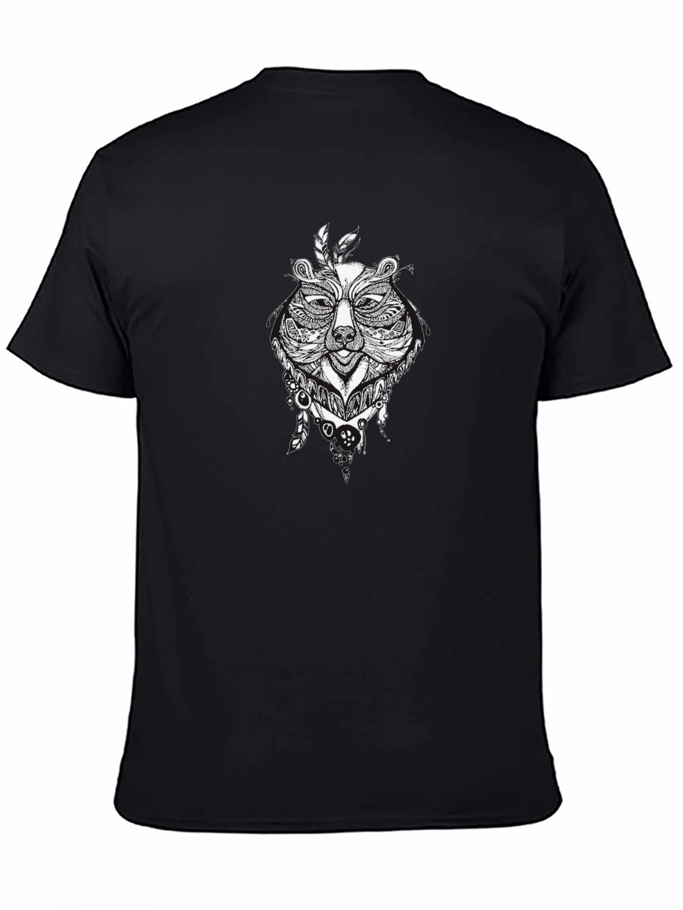 Tribal Bear Graphic Black T-Shirt - Mens Style