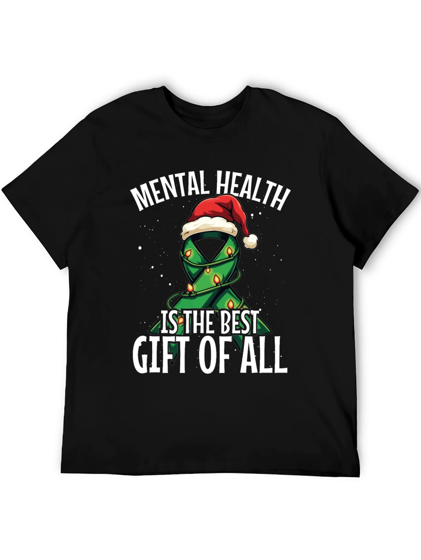 Mental Health Gift T-Shirt - Christmas Ribbon Design