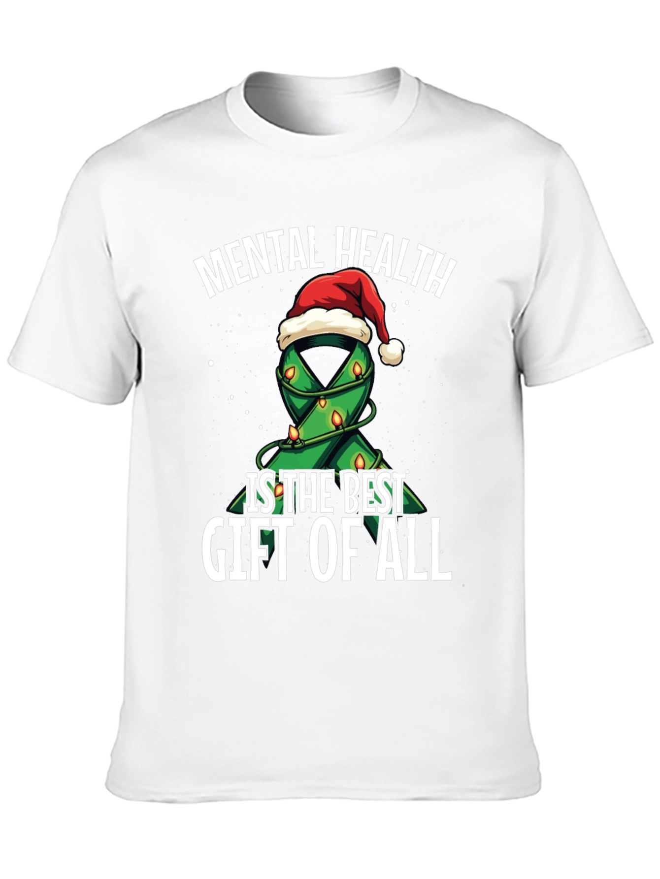 Mental Health Gift T-Shirt - Christmas Ribbon Design