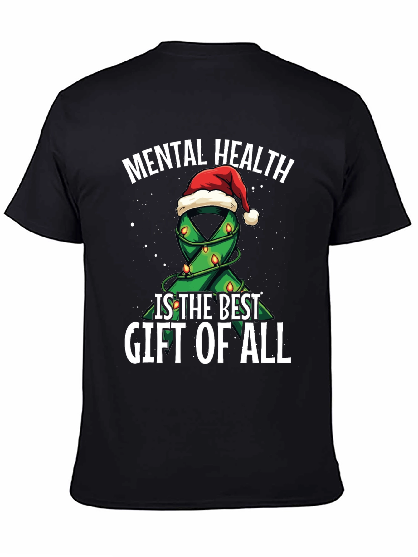 Mental Health Gift T-Shirt - Christmas Ribbon Design