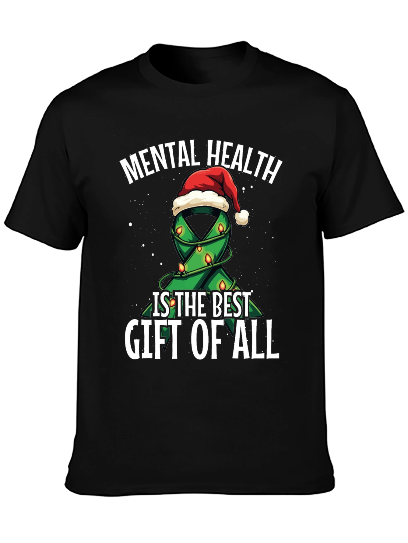 Mental Health Gift T-Shirt - Christmas Ribbon Design