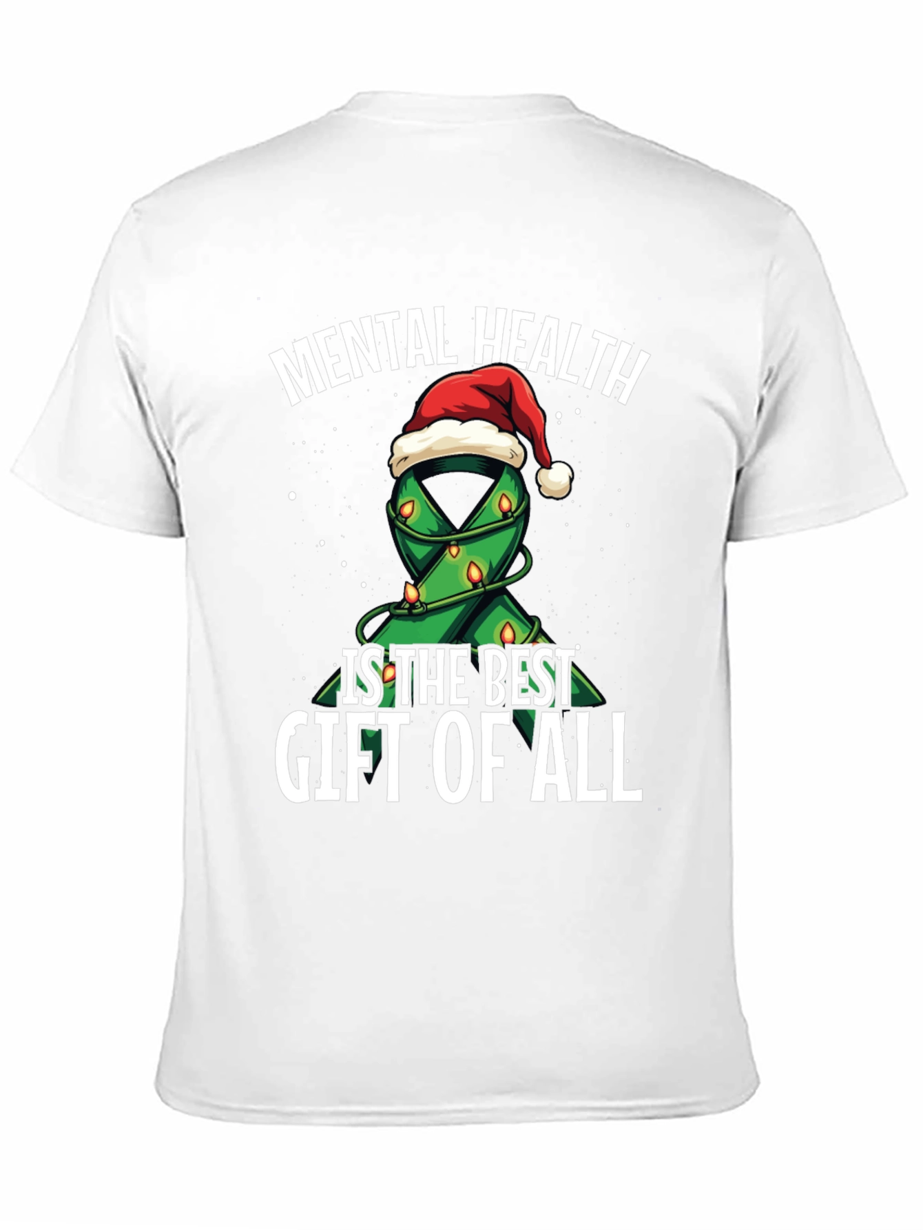 Mental Health Gift T-Shirt - Christmas Ribbon Design
