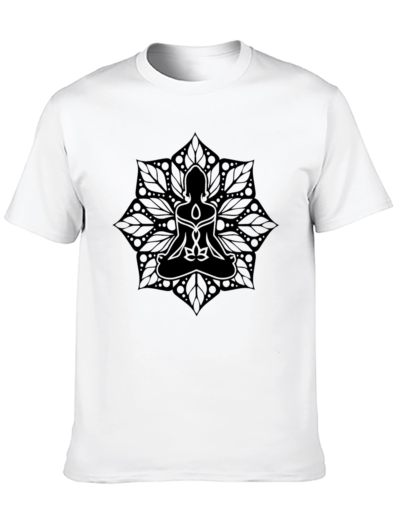 Mens Black T-Shirt with Mandala Buddha Design