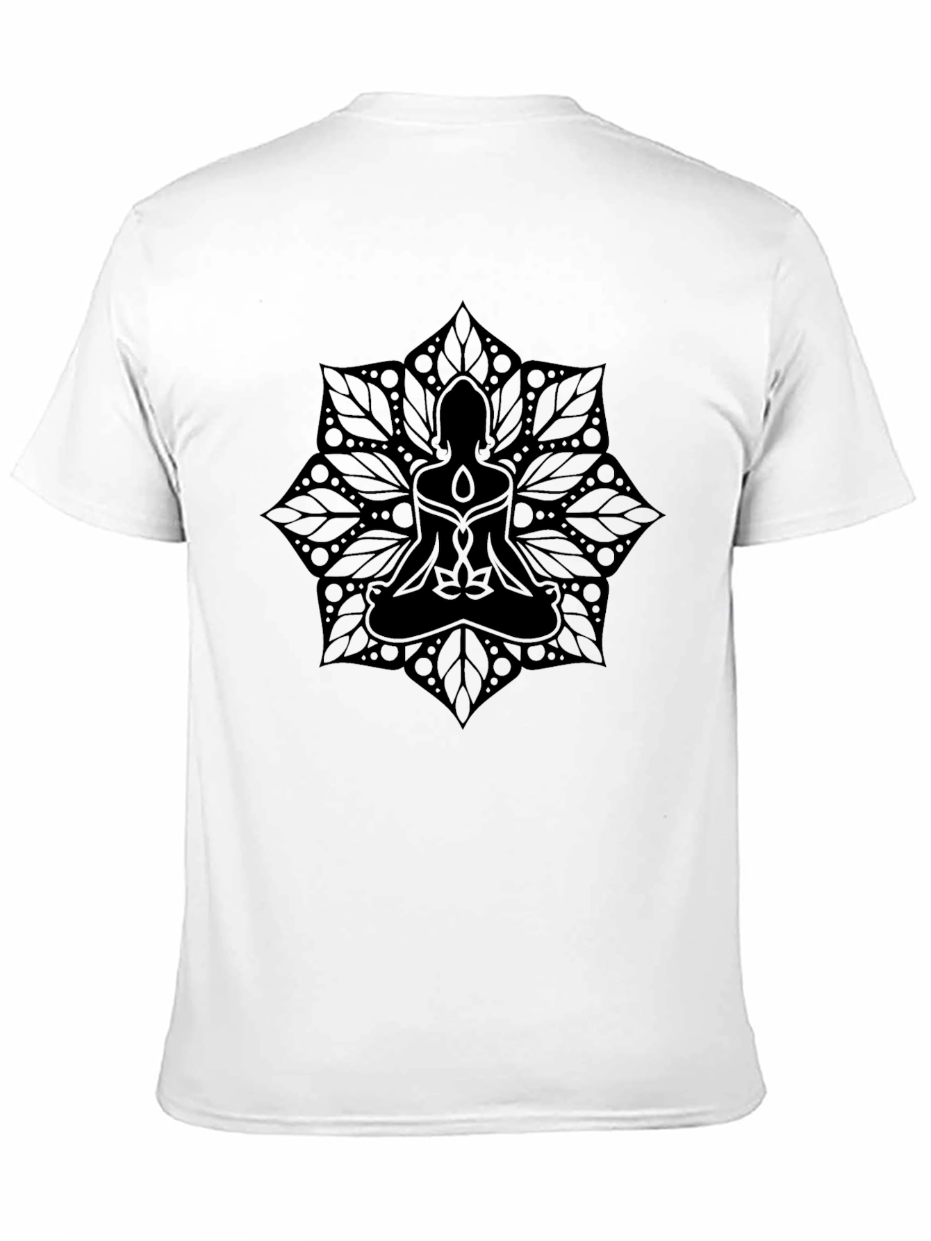 Mens Black T-Shirt with Mandala Buddha Design