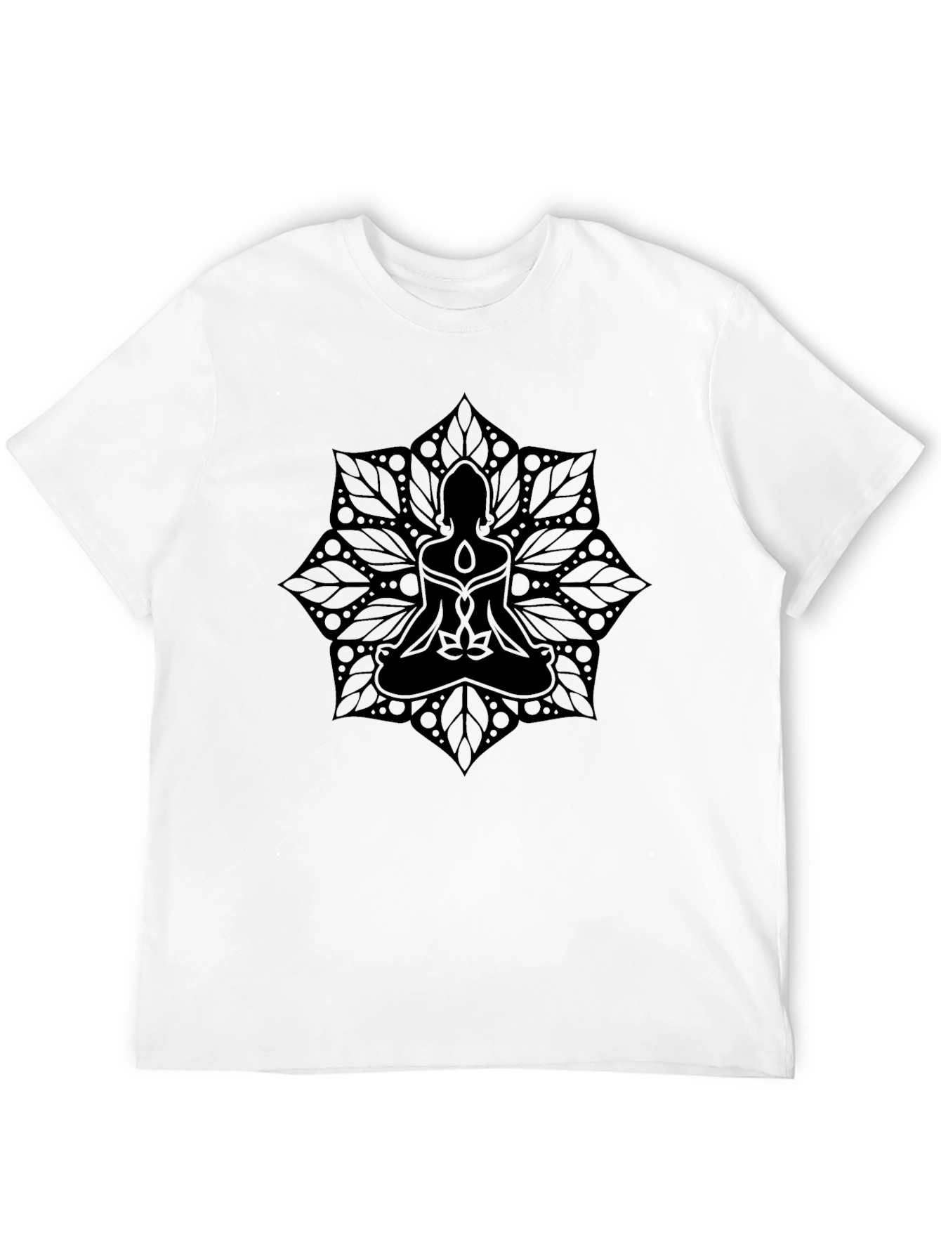Mens Black T-Shirt with Mandala Buddha Design