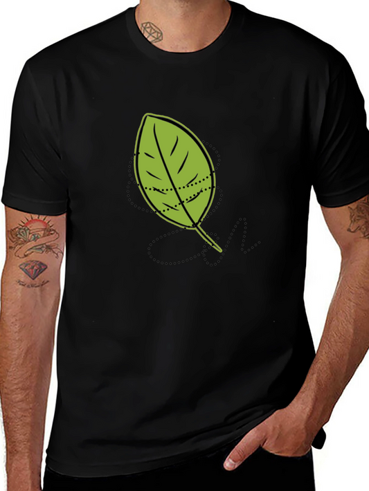 Leaf Graphic Tee - Casual Black T-Shirt