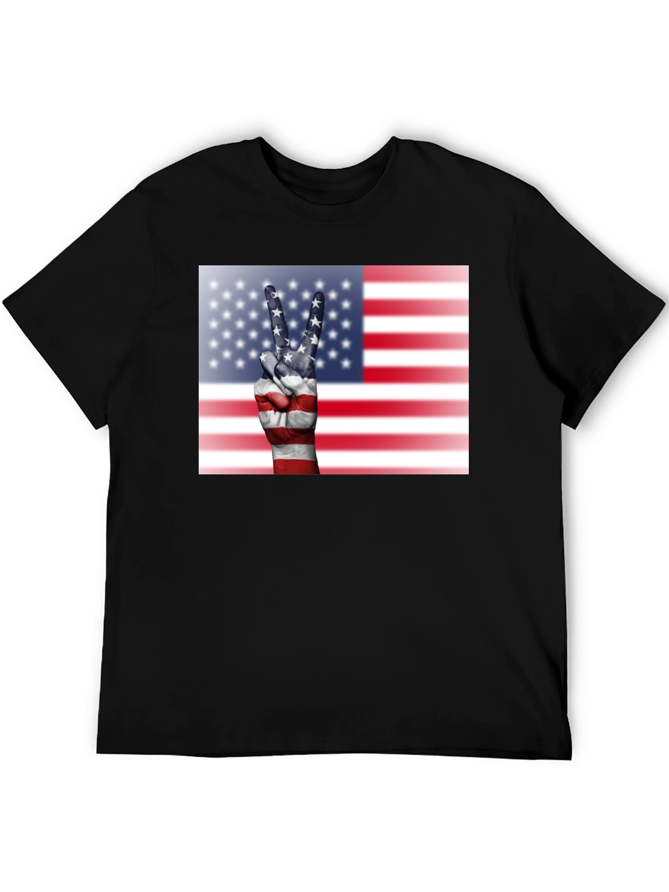American Flag Peace Sign Black T-Shirt