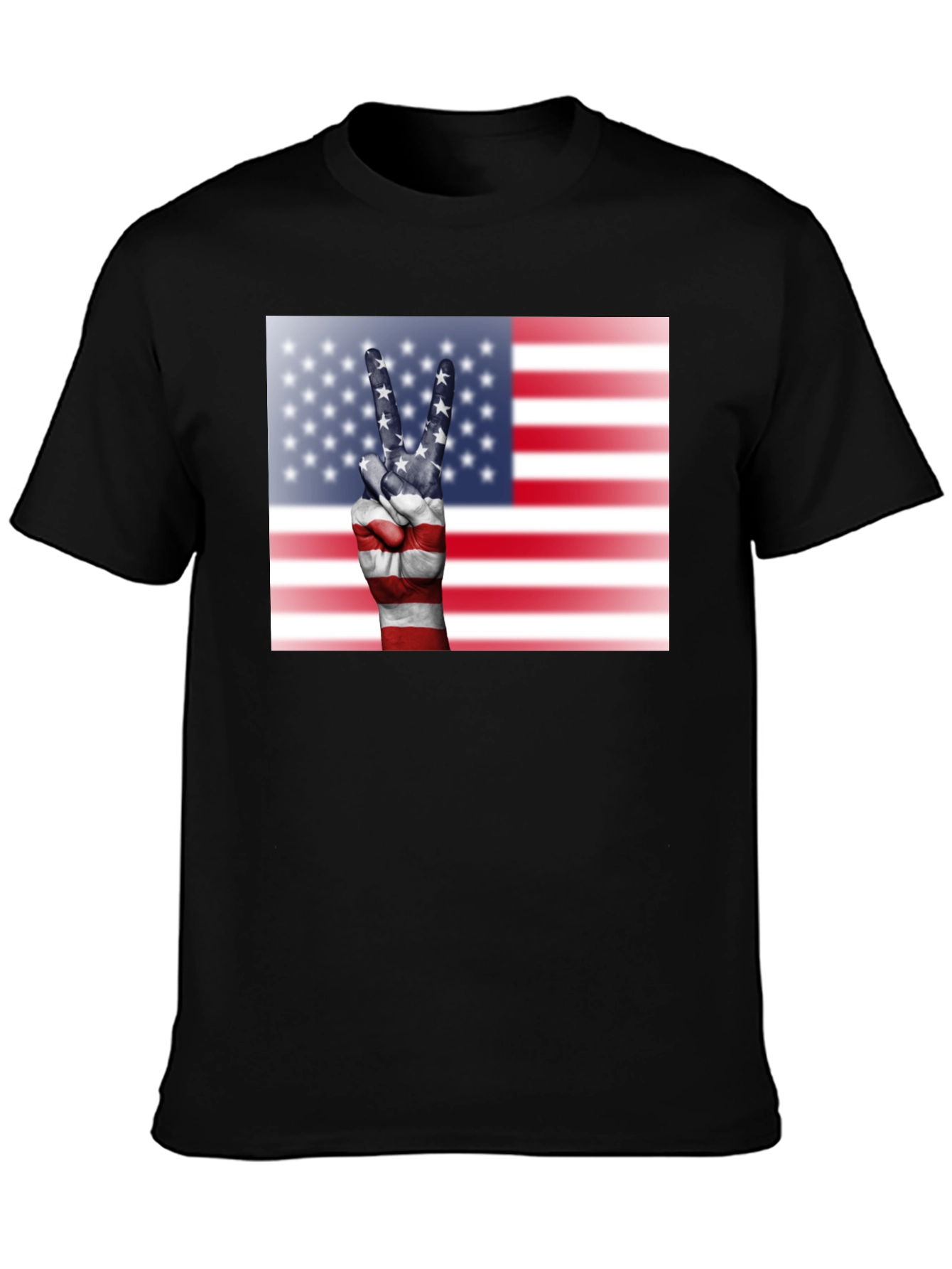American Flag Peace Sign Black T-Shirt