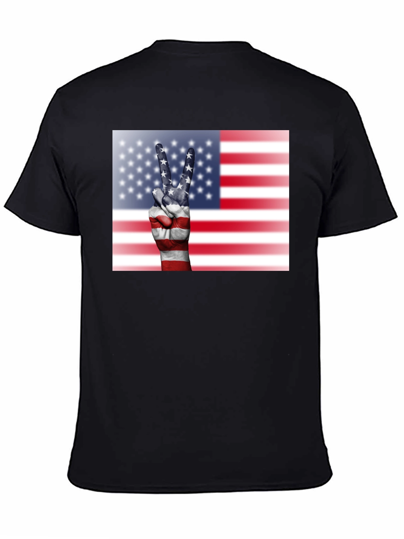 American Flag Peace Sign Black T-Shirt