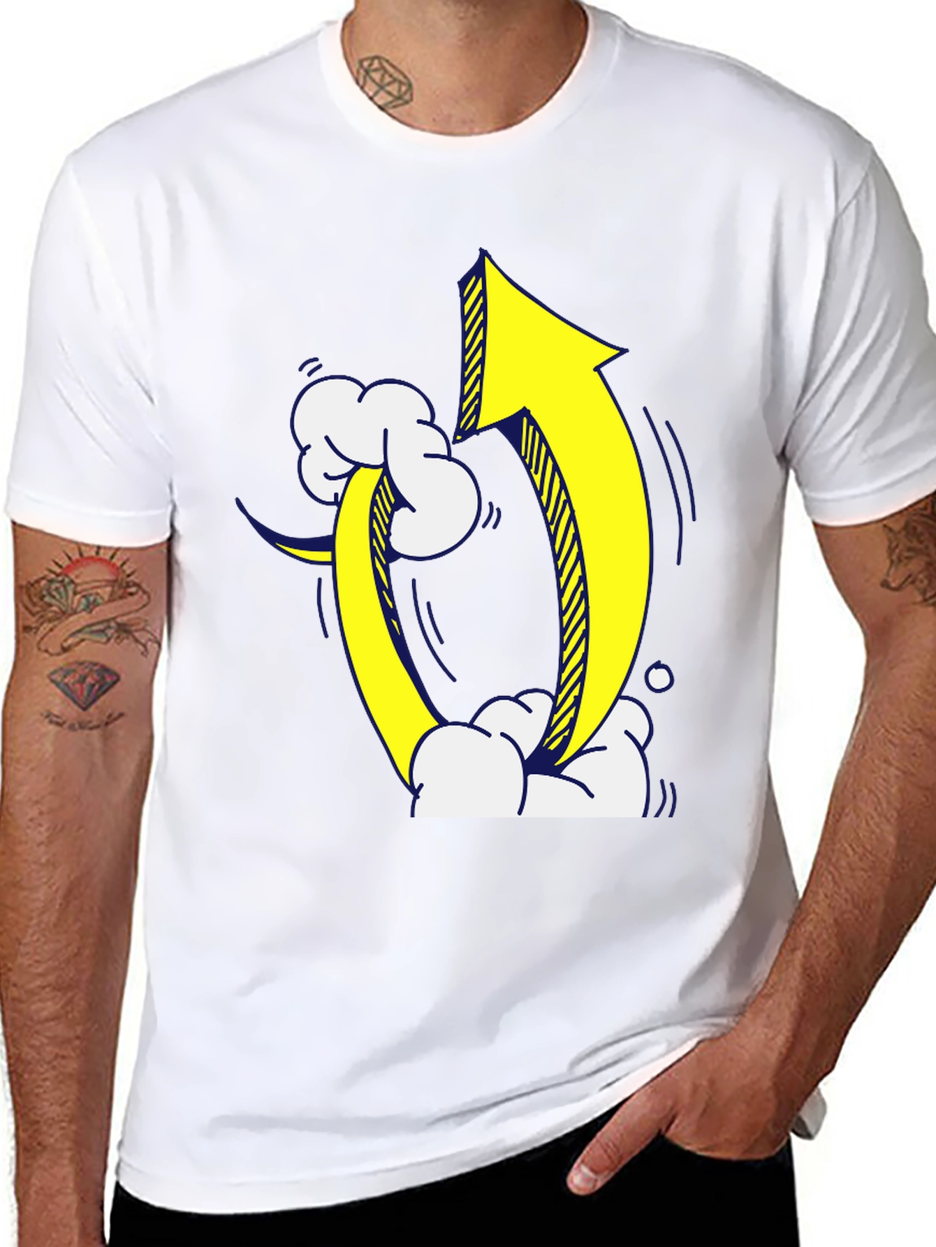 Upward Trending Arrow Graphic Tee - Black Cotton Blend