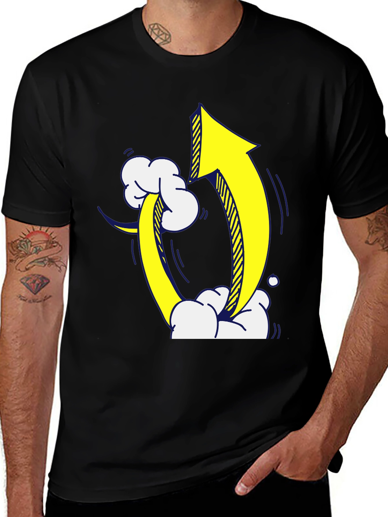Upward Trending Arrow Graphic Tee - Black Cotton Blend