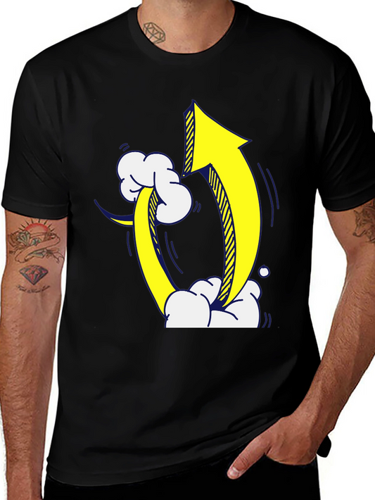 Upward Trending Arrow Graphic Tee - Black Cotton Blend