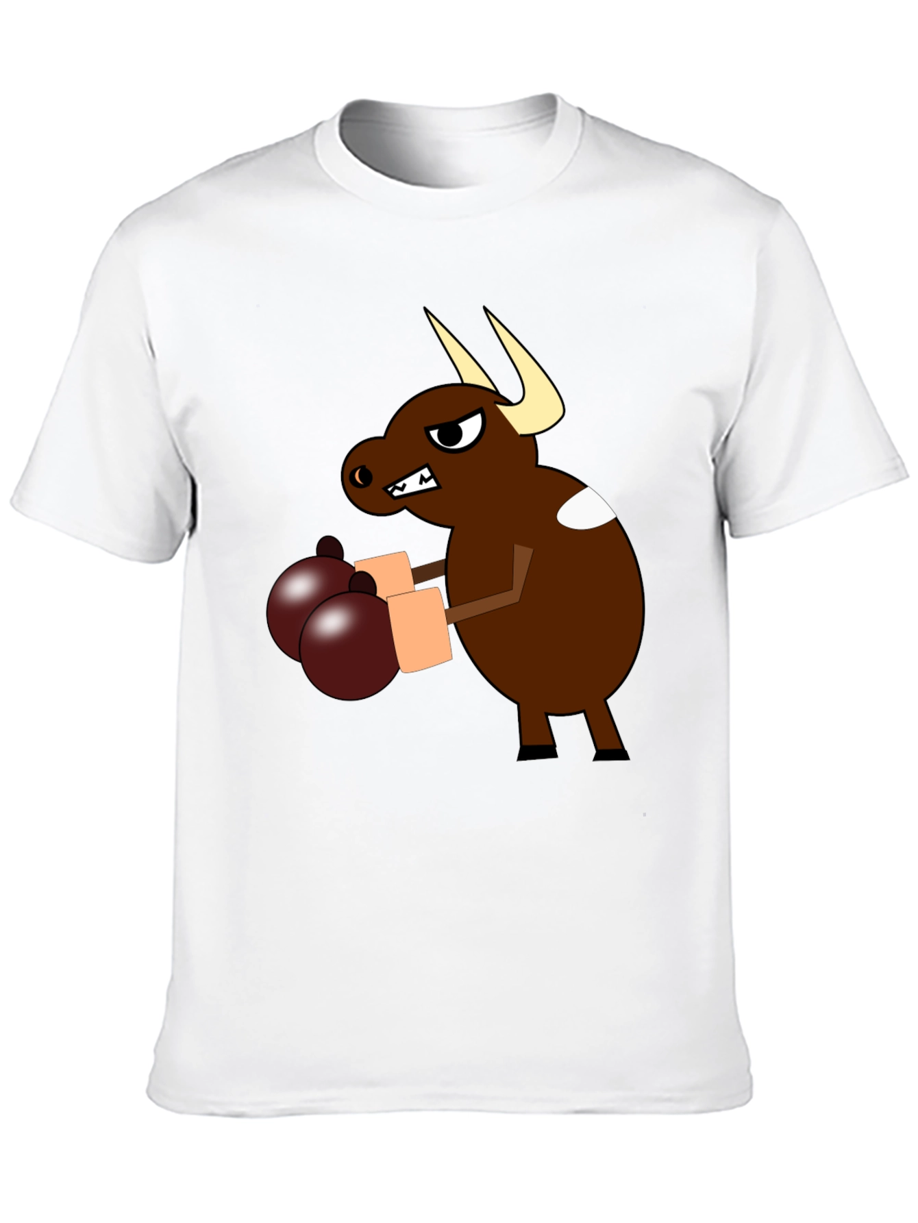 Cartoon Boxing Bull Black T-Shirt